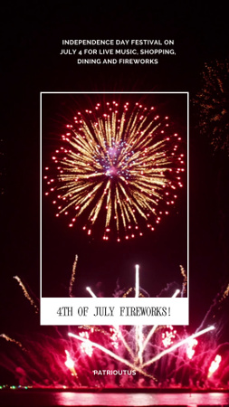 Plantilla de diseño de Celebración del Día de la Independencia de EE. UU. con fuegos artificiales festivos por la noche TikTok Video 