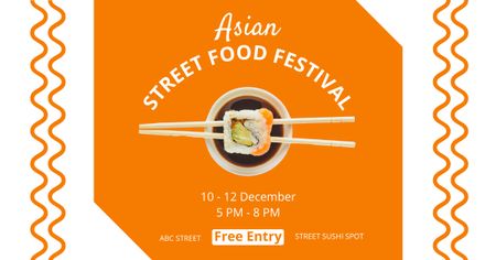 Anúncio do Festival de Comida de Rua com Sushi Facebook AD Modelo de Design