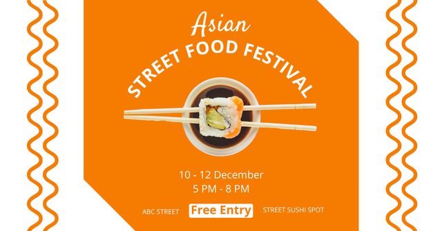 Street Food Festival Announcement with Sushi Facebook AD Modelo de Design