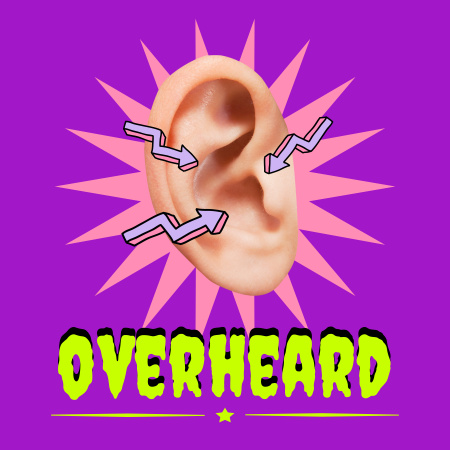 Podcast Topic Announcement with Ear Illustration Podcast Cover Tasarım Şablonu