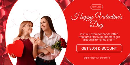 Platilla de diseño Valentine's Day Greeting With Impressive Discount For Presents Twitter
