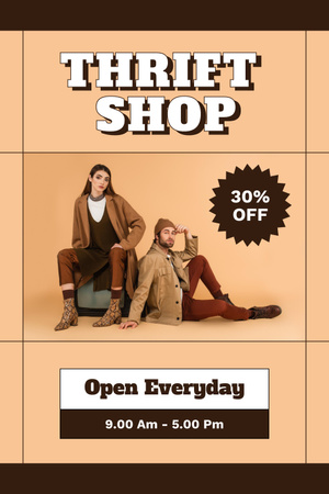 Ontwerpsjabloon van Pinterest van Hipster man and woman for thrift shop beige