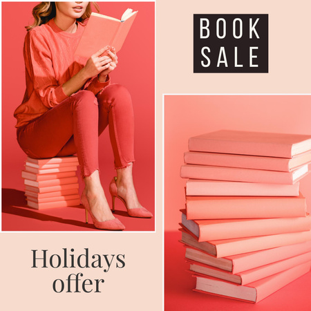 Book Sale Offer for Holidays Instagram Design Template
