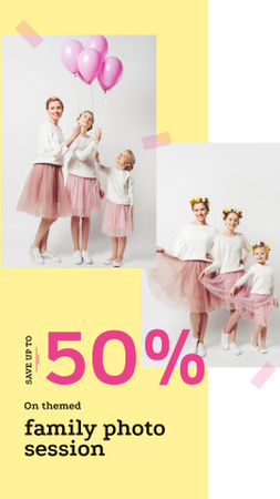 Family Photo Session Offer with Mother and Daughters Instagram Story Modelo de Design