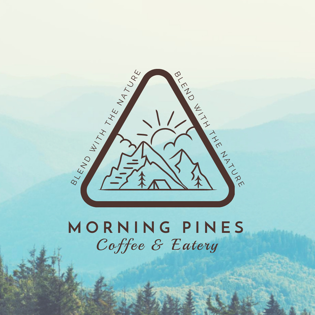 Morning Coffee Offer in Mountains Logo Tasarım Şablonu