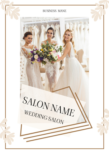Wedding Salon Service Offer With Bouquets Flayerデザインテンプレート