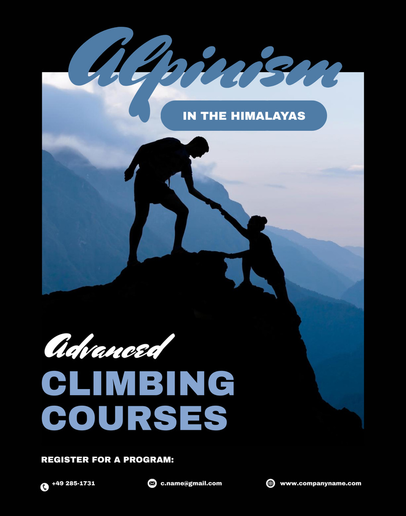 Plantilla de diseño de Professional Climbing Courses Offer With Registration Poster 22x28in 