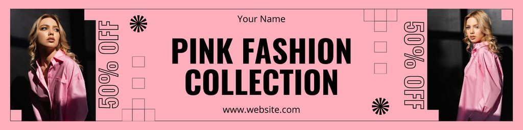 Pink Fashion Collection of Casual Wear for Women Twitter Design Template