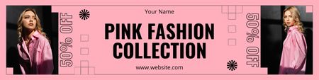 Plantilla de diseño de Colección de moda rosa de ropa casual para mujer Twitter 