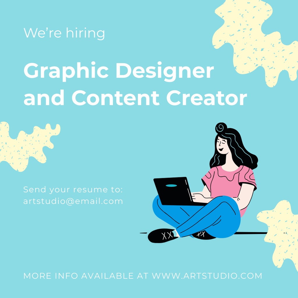 Designvorlage Designer and Content Creator Hiring Blue Illustrated für Instagram