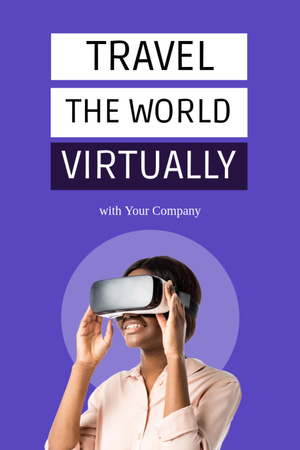 Travel the World in Virtual Reality Glasses Postcard 4x6in Vertical Design Template