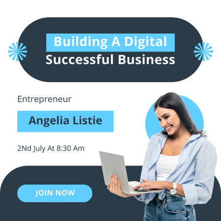 Course on Building a Digital Successful Business LinkedIn post Design Template