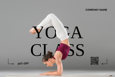Ontwerpsjabloon van Label van Vrouw in handstand die yoga doet