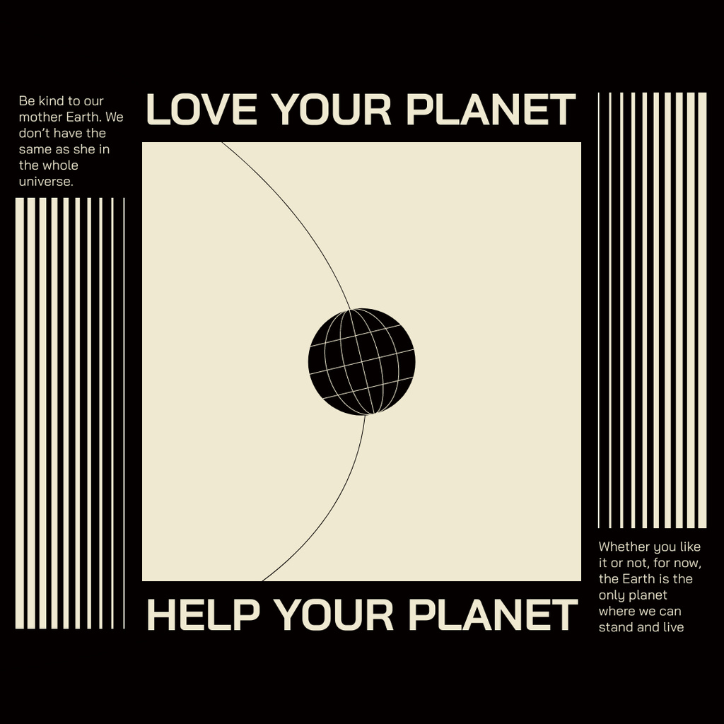 Planet Care Awareness on Black Instagram tervezősablon