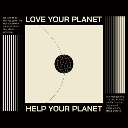 Planet Care Awareness on Black Instagram Design Template