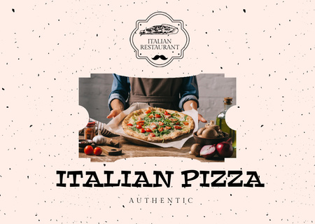 Ontwerpsjabloon van Flyer A6 Horizontal van Heerlijke authentieke Italiaanse pizza-aanbieding