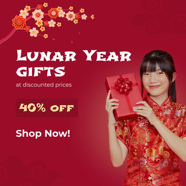 Platilla de diseño Lunar New Year Presents At Discounted Rates Offer Animated Post