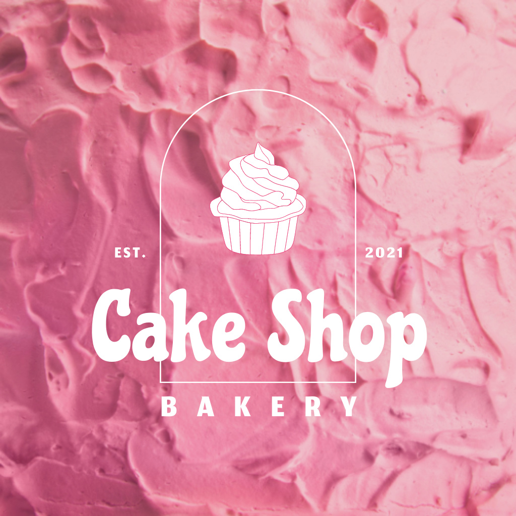 Bakery Services with Illustration of Cupcake Logoデザインテンプレート
