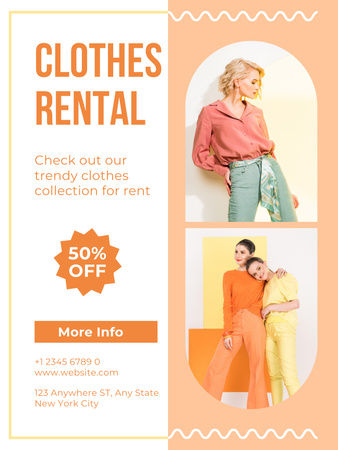 Rental Clothes Offer for Women Poster US Tasarım Şablonu