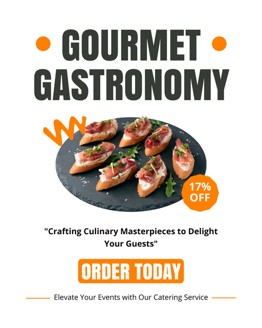 Designvorlage Catering Gourmet Gastronomy with Discount für Instagram Post Vertical