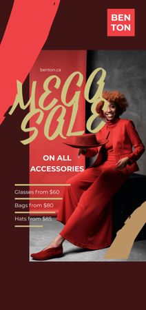 Fashion Sale with Woman Dressed in Red Flyer DIN Large Design Template