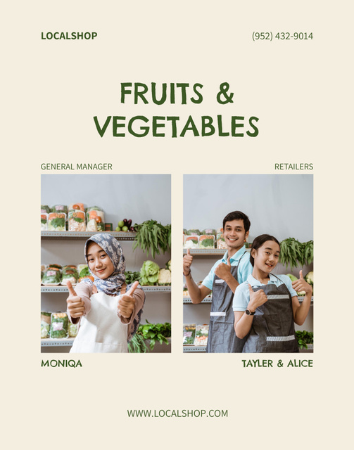 Grocery Store Offer with Fruits and Vegetables Poster 22x28inデザインテンプレート