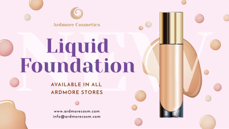 Liquid Foundation Ad with Glass Bottle FB event cover Design Template