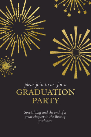 Graduation Party Announcement with Fireworks Invitation 6x9in Modelo de Design
