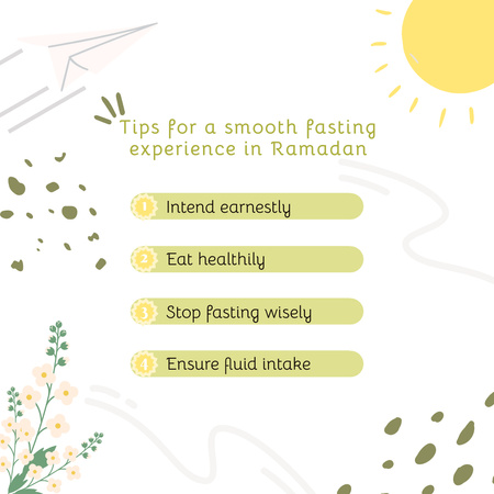 Plantilla de diseño de Consejos para el ayuno suave de Ramadán Instagram 