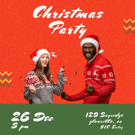 Christmas Party with Multicultural Friends Instagram Design Template
