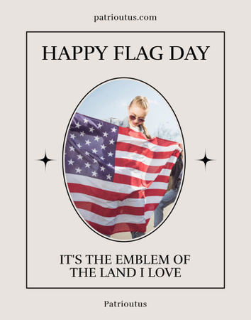 USA Flag Day Celebration with Young Woman Poster 22x28in Design Template
