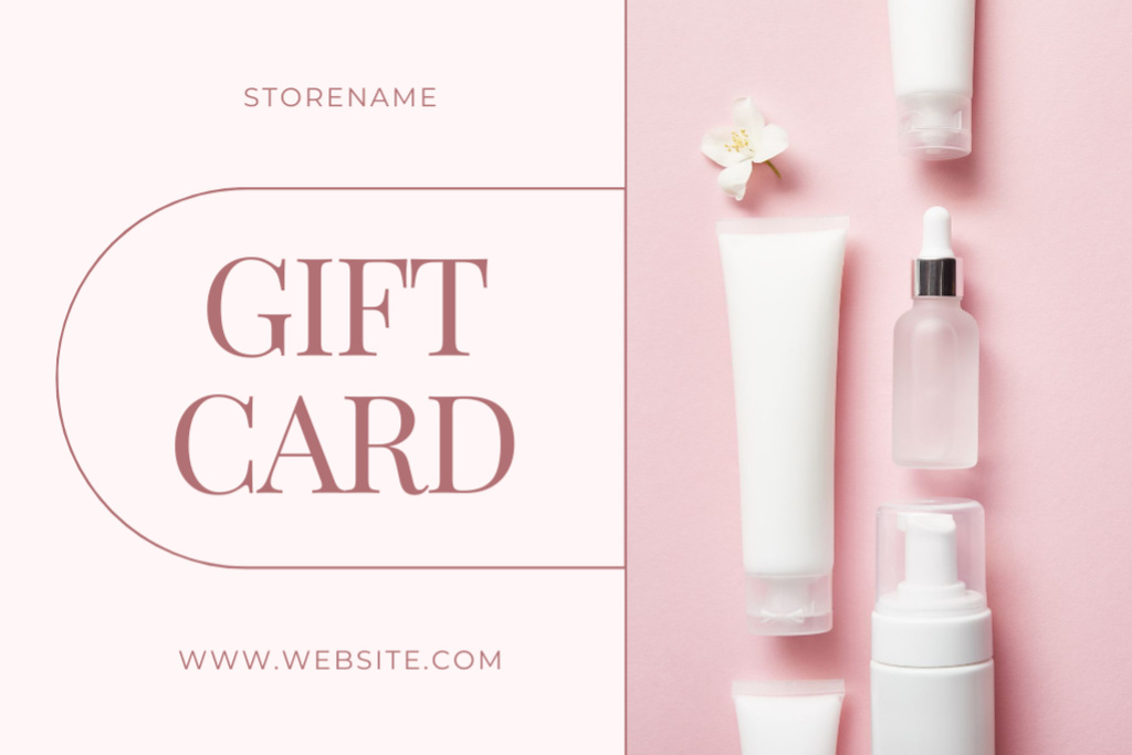 Skin Care Gift Voucher Offer in Pink Gift Certificate Šablona návrhu