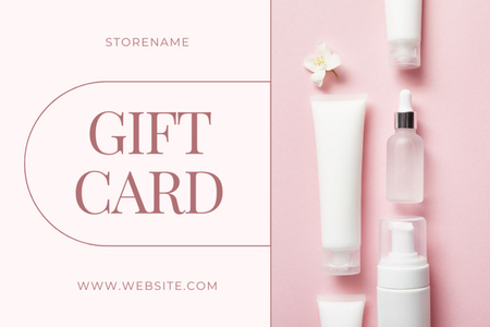 Skin Care Gift Voucher Offer in Pink Gift Certificate Design Template