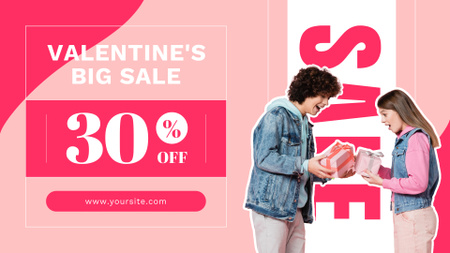 Valentine's Day Sale with Couple in Love FB event cover Design Template