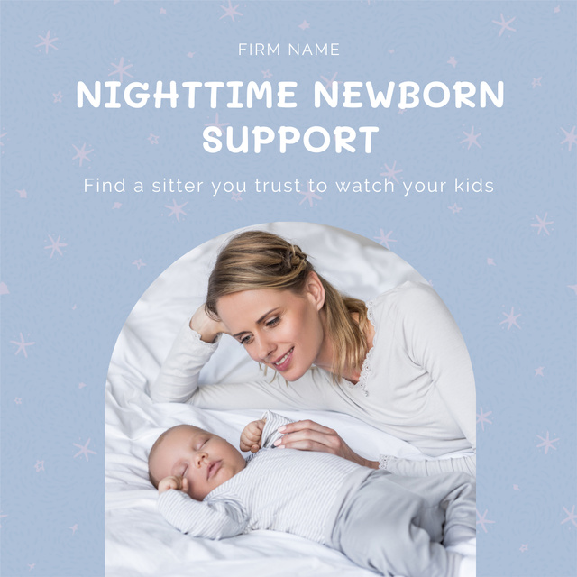 Babysitter Service Offer with Newborn Child Instagram Πρότυπο σχεδίασης