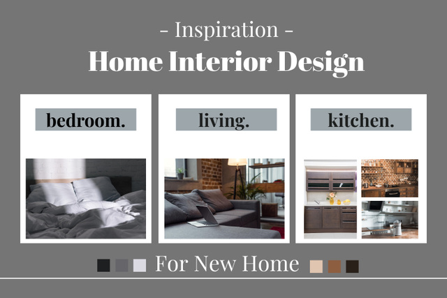Inspiration for New Home Interior Design on Grey Mood Board Πρότυπο σχεδίασης
