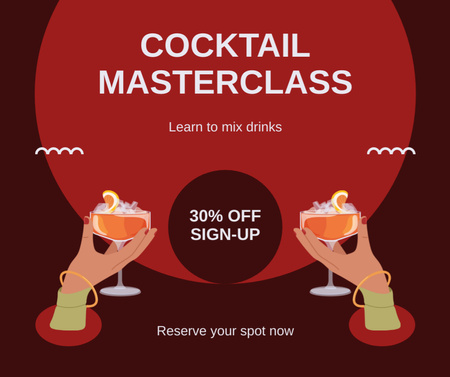 Ontwerpsjabloon van Facebook van Cocktail Masterclass met korting bij aanmelding