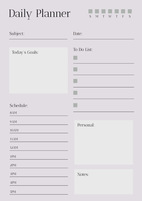 Daily Timetable in Grey Schedule Plannerデザインテンプレート