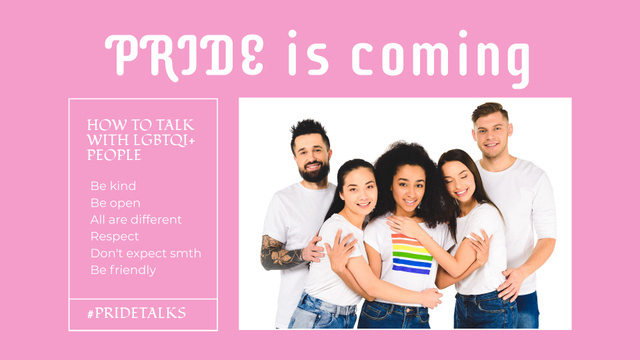 Pride Month Announcement with Multiracial Young People on Pink Full HD videoデザインテンプレート