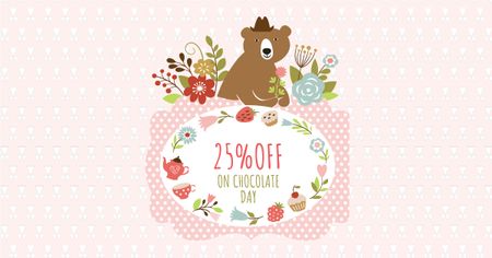 Chocolate Day Discount with Cute Bear Facebook AD Design Template