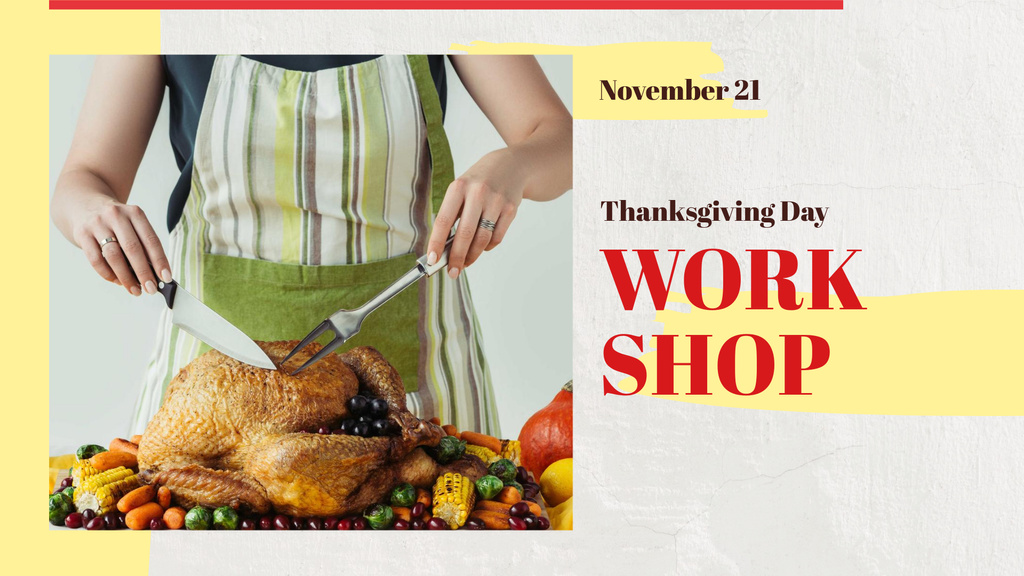 Thanksgiving Day Workshop Announcement FB event cover tervezősablon