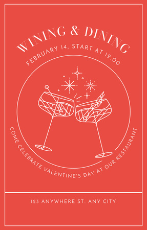 День святого Валентина на красном Invitation 4.6x7.2in – шаблон для дизайна