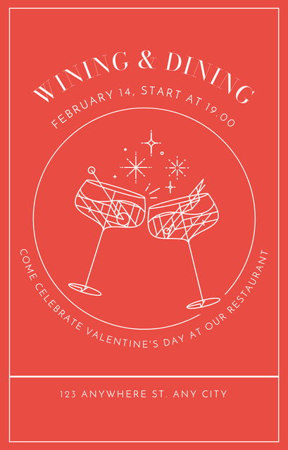Valentine's Day Dinner and Party Invitation 4.6x7.2in – шаблон для дизайну