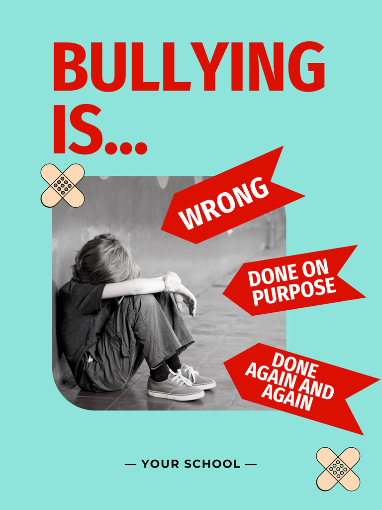 Awareness of Stopping Bullying on Blue Poster 36x48in Šablona návrhu