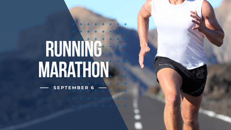Running Marathon Announcement with Runner FB event cover Design Template