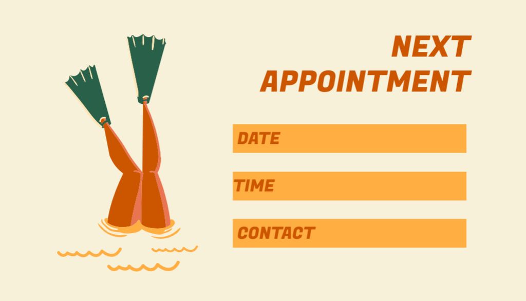 Swimming Pool Visit Appointment Reminder on Yellow Business Card US Πρότυπο σχεδίασης