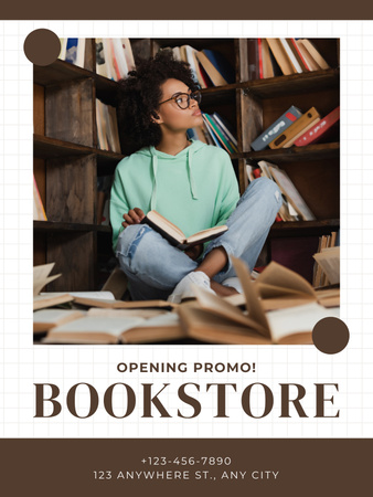 Modèle de visuel Promo d'ouverture de la librairie - Poster US
