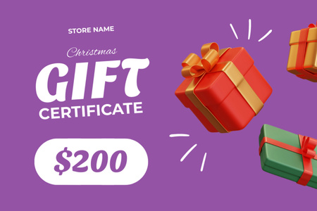 Plantilla de diseño de Christmas Special Offer with Gifts Gift Certificate 