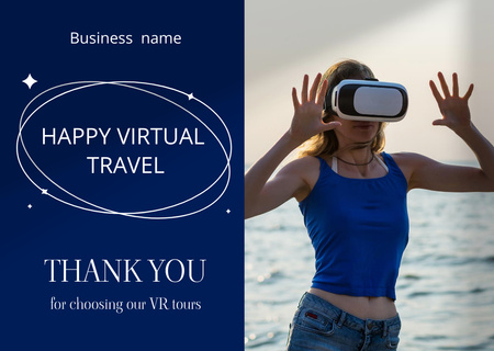 Plantilla de diseño de Woman in Virtual Reality Glasses Card 