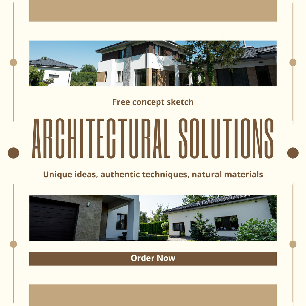 Architectural Solutions Ad with Modern Mansions LinkedIn postデザインテンプレート